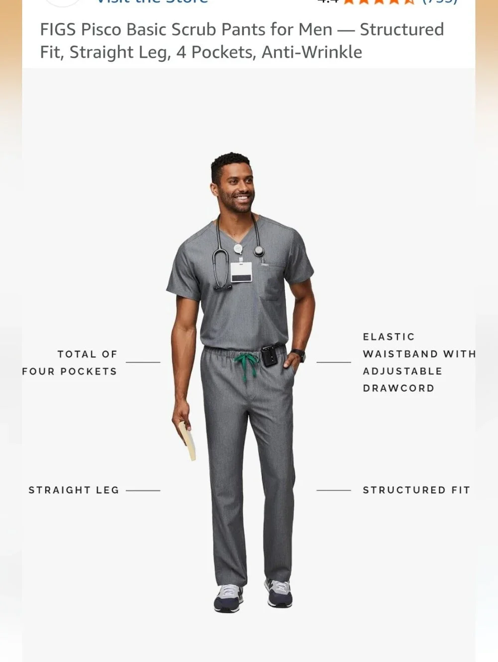 Figs Mens Medium Technical Collection Scrubs Pisco Basic